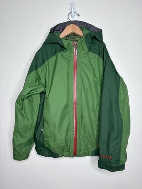 L.L.Bean Green Gortex Hooded Waterproof Packable Jacket Kids Size 10-12